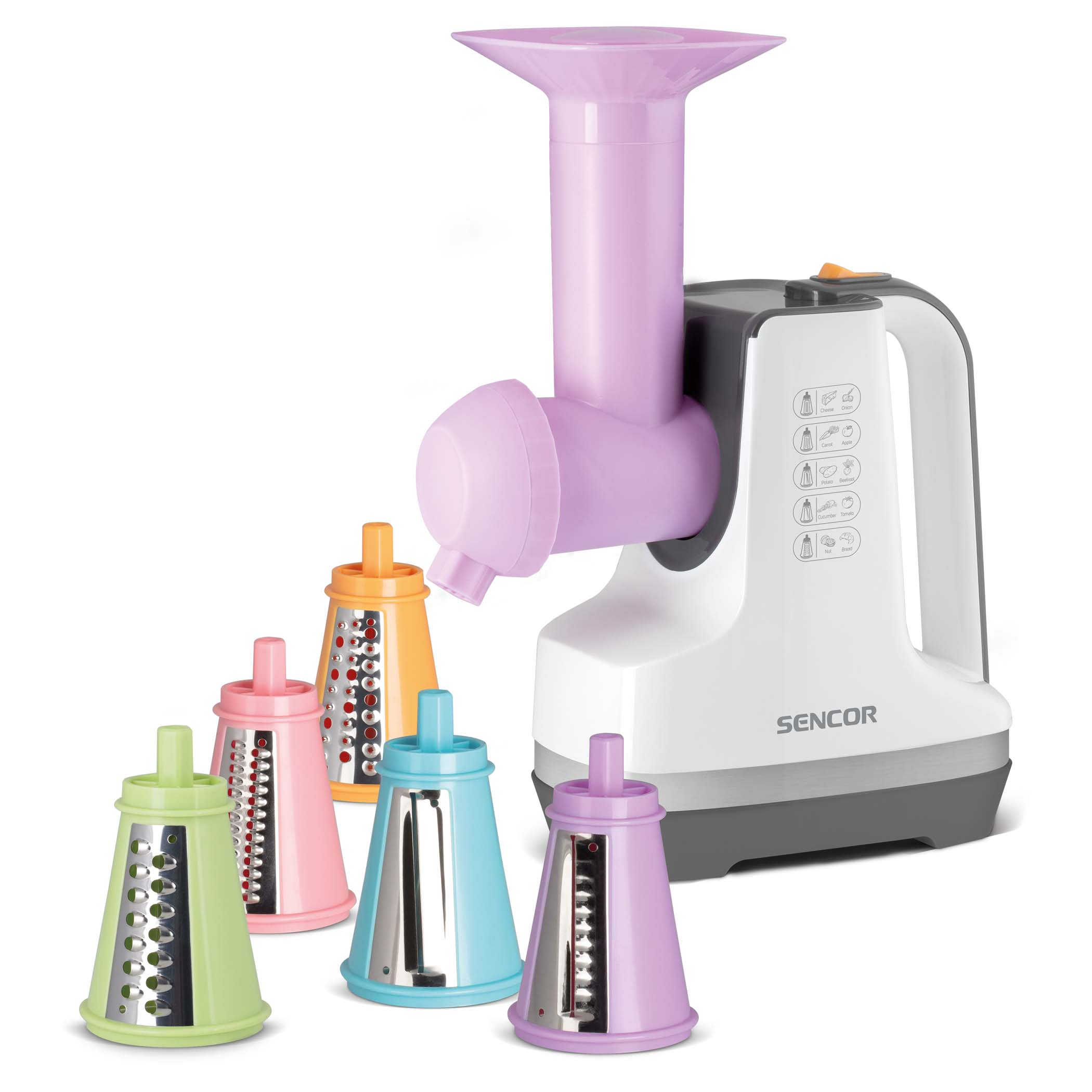 رنده برقی و سالاد ساز سنکور مدل SSG 4500WH، توان وقدرت 1500 وات، دارای 5 عدد رنده